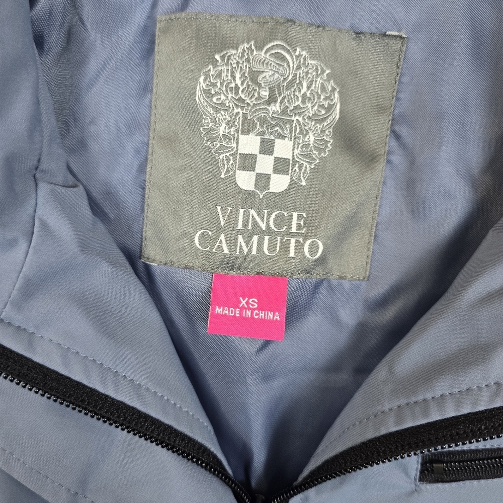 Vince Camuto Blue Hooded Rain Jacket Drawstring Waist Water Resistant XS - Picture 6 of 16